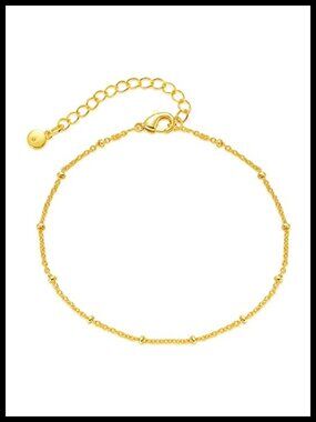18K Gold Plated Anklet for Women Adjustable Layered Ankle Bracelet